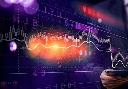 Individuals at desks using computers, analyzing bitcoin symbols on an immediate dash trading platform.